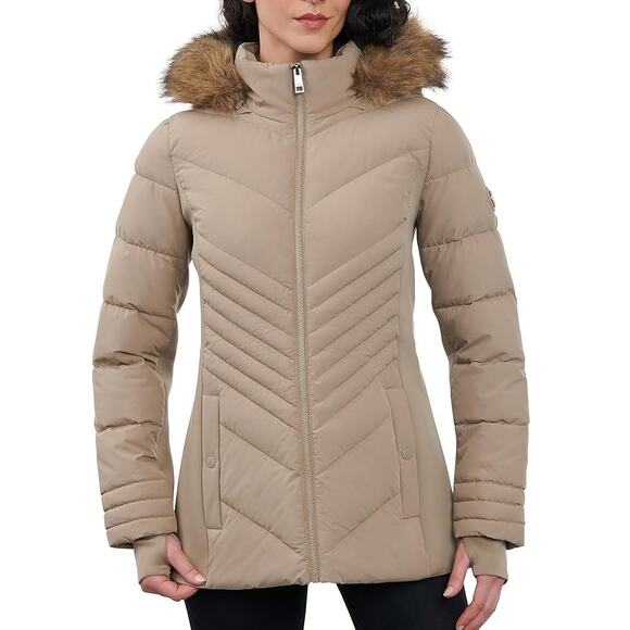 BRAND NEW ~ NWT ~ Women's Plus Size LONDON FOG Taupe Active Puffer Jacket ~ 3X - Picture 1 of 3